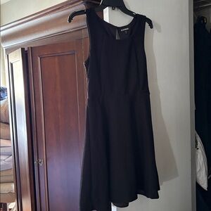 Express Black Ribbed Fit-and-Flare Mini Dress